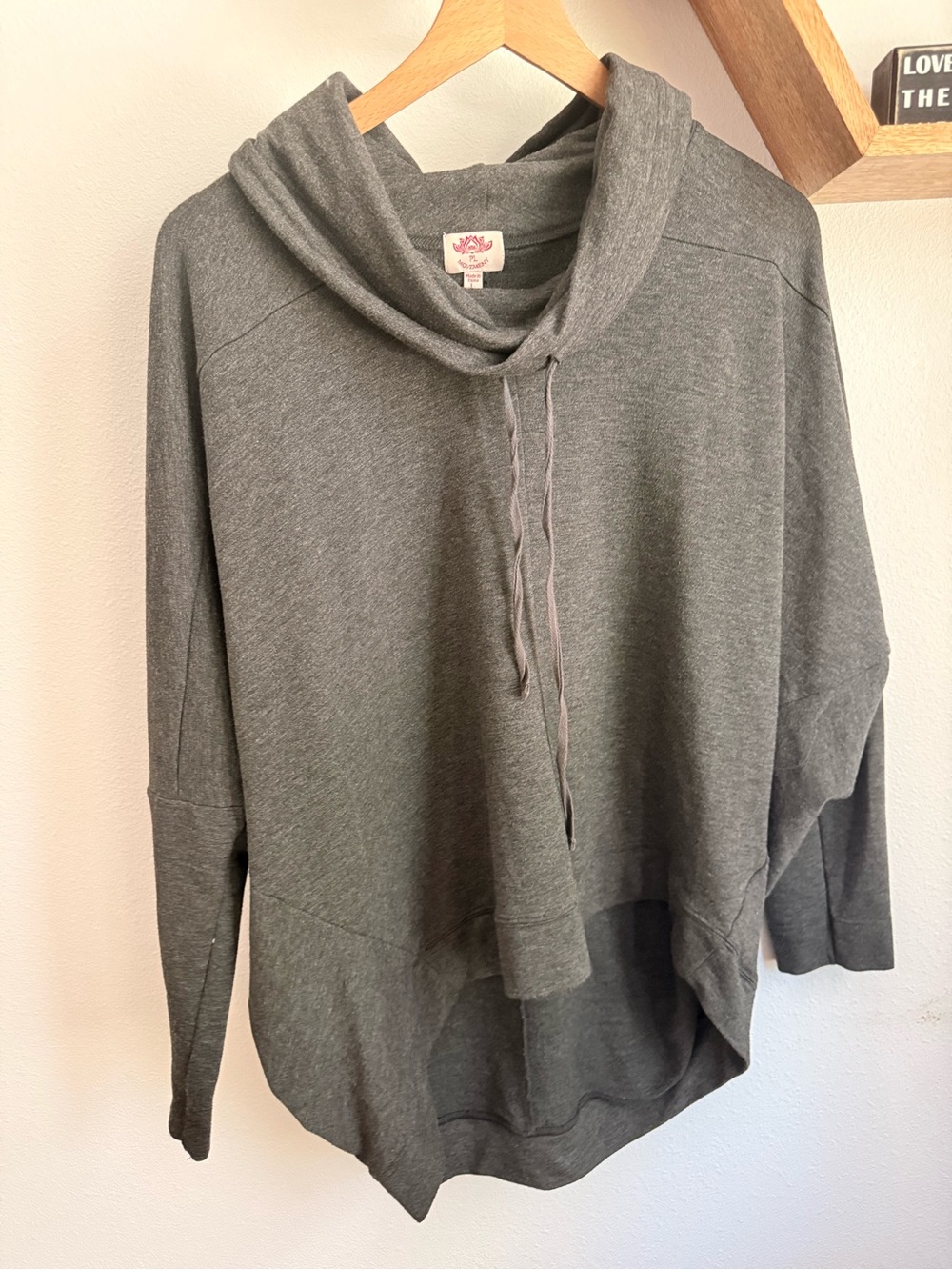 Pink Lotus Heather Gray Cowl Neck Pullover